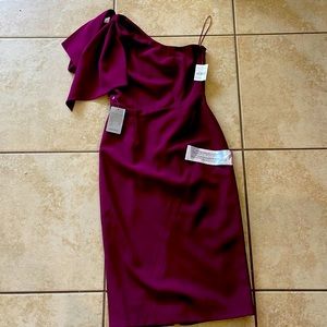 One shoulder cranberry color dress. Never worn